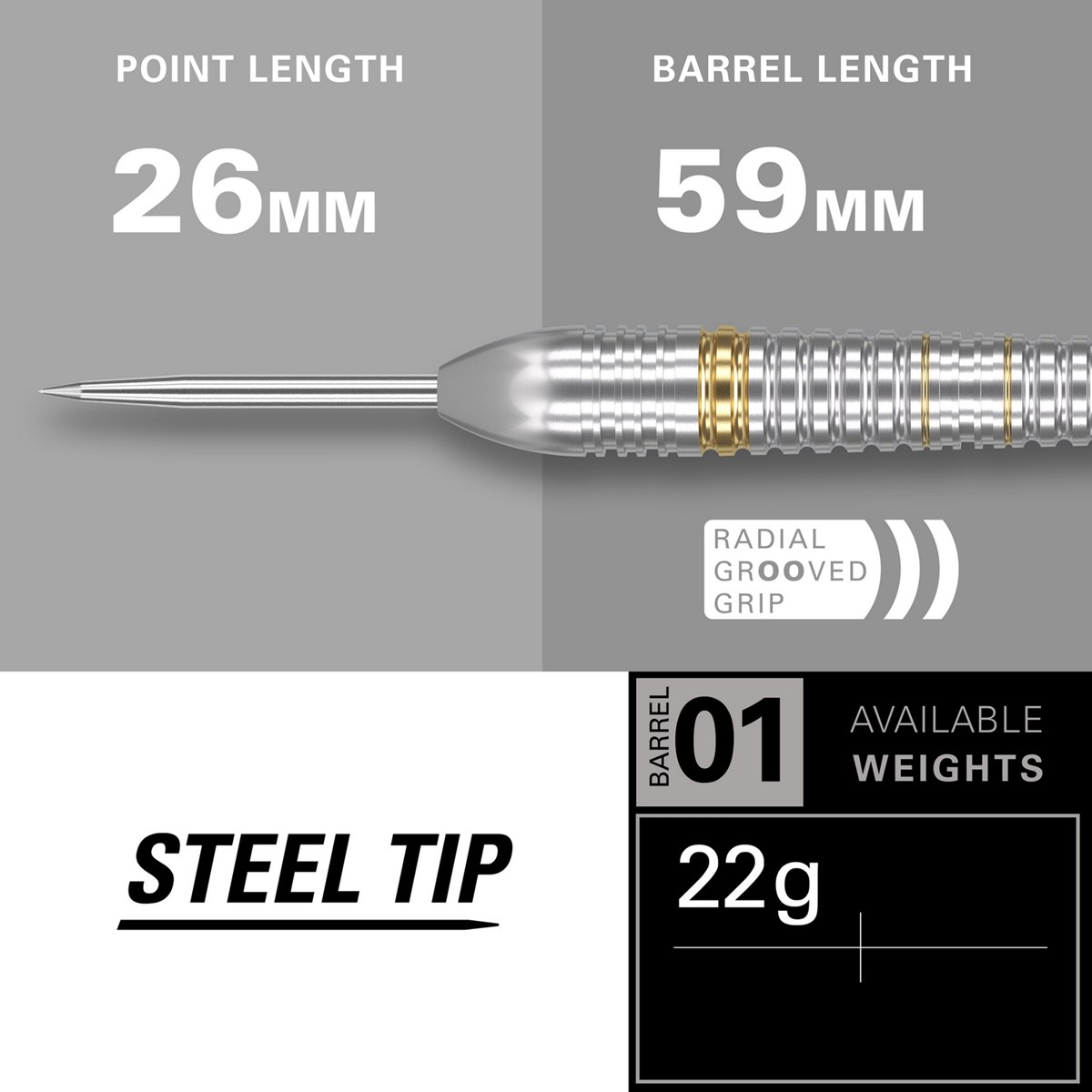 Target Darts Phil Taylor Brass Steel Tip Dart 22 gram