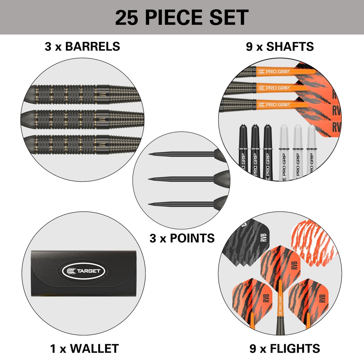 Target Darts RVB Brass Steel Tip Darts  22 grams