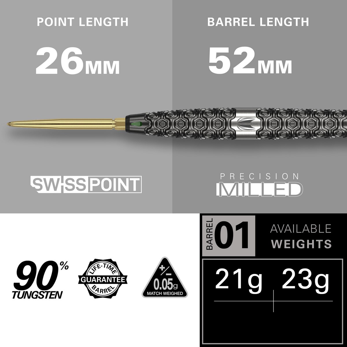 Target Darts Cult 90% SP01 Steel Tip Dart  23 grams