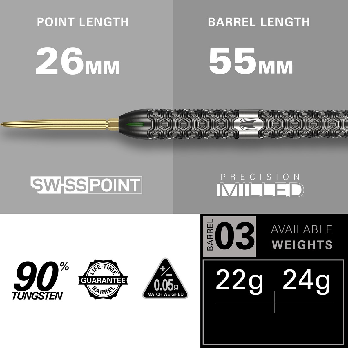 Target Darts Cult 90% SP03 Steel Tip Dart  24 grams