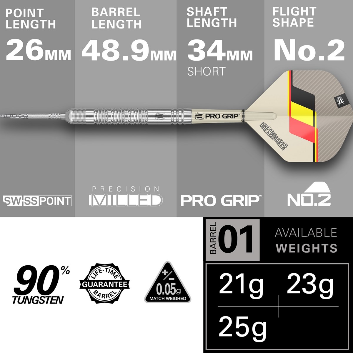 Target Darts Dimitri Van Den Bergh G2 90% Steel Tip Darts  21 grams