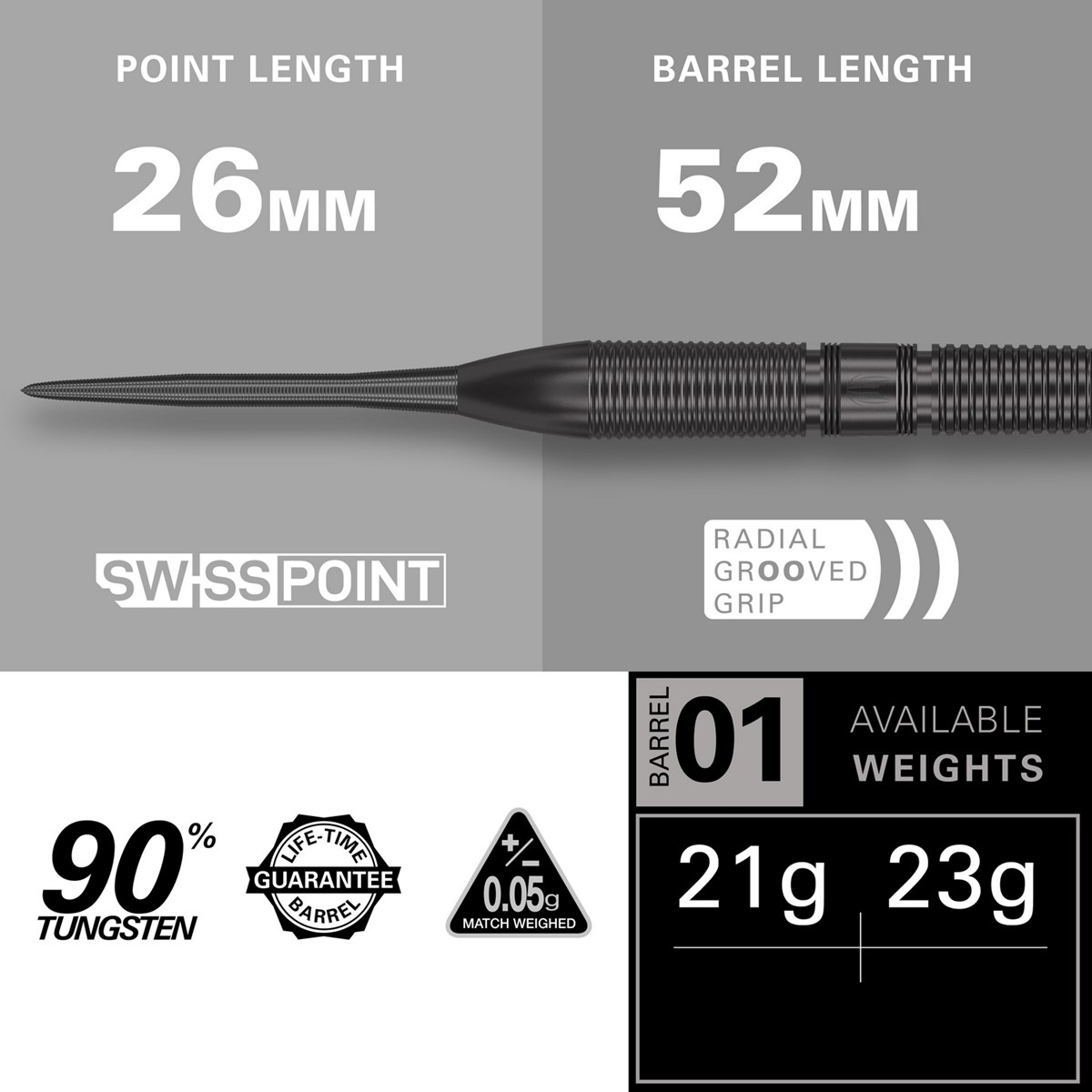 Target Darts Gabriel Clemens Black 90% Steel Tip Darts  21 grams