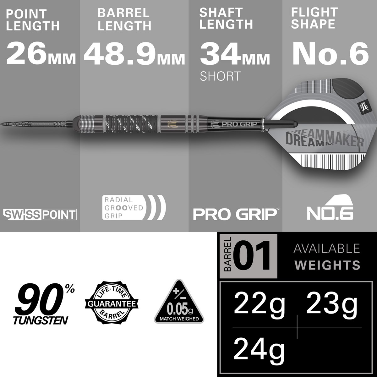 Target Darts Dimitri Van Den Bergh 90% x Echo SP Steel Tip Darts  22 grams
