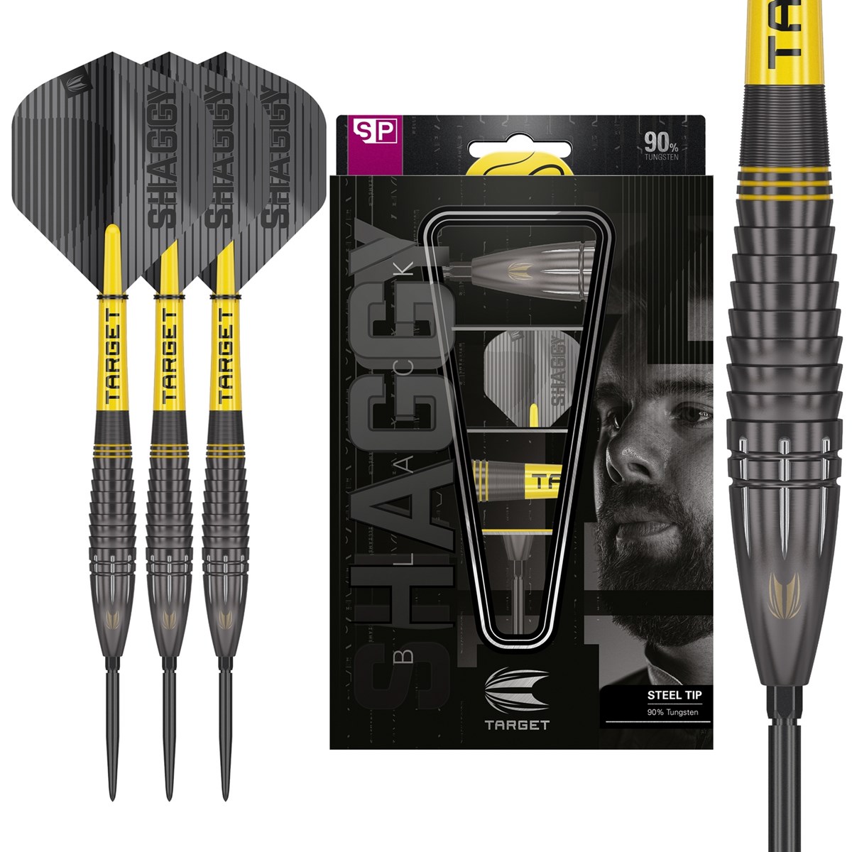 Target Darts Scott Williams Black 90% Tungsten SP Steel Tip Darts  23 grams