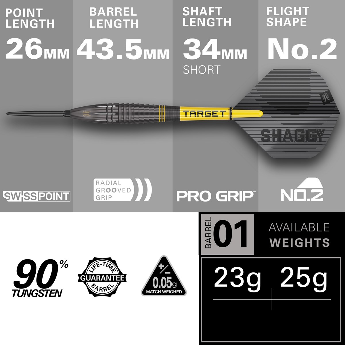 Target Darts Scott Williams Black 90% Tungsten SP Steel Tip Darts  23 grams