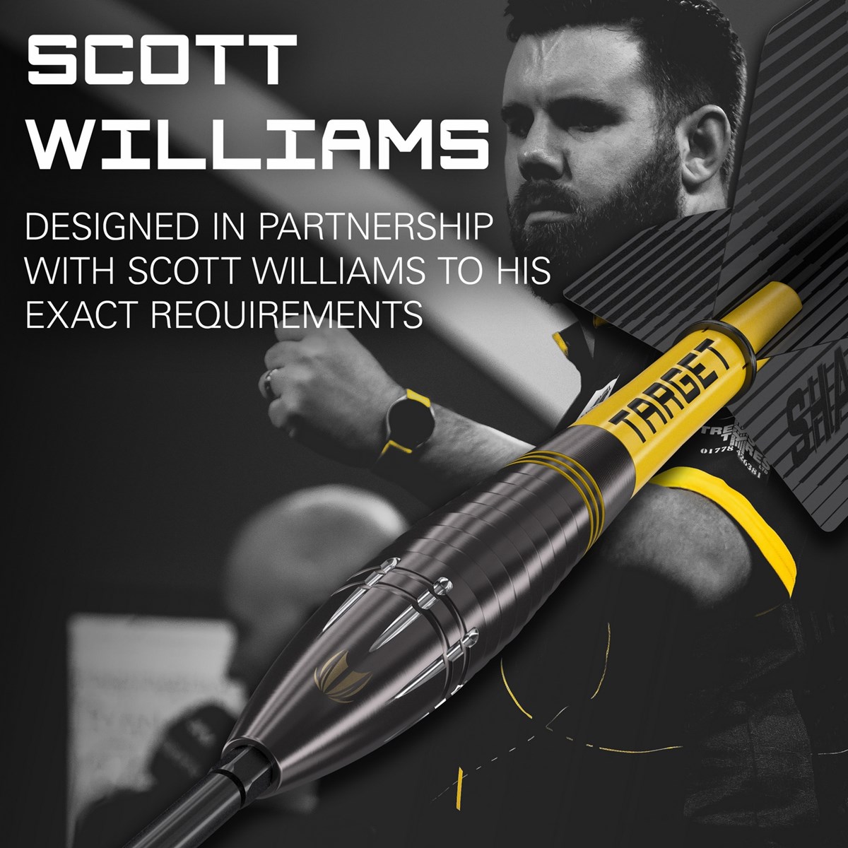 Target Darts Scott Williams Black 90% Tungsten SP Steel Tip Darts  23 grams