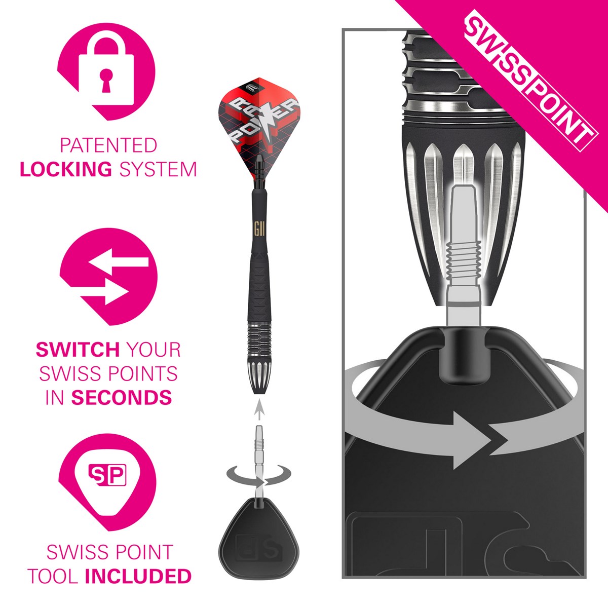 Target Darts Phil Taylor Raw Power G11 95% Tungsten SP Steel Tip 26 grams