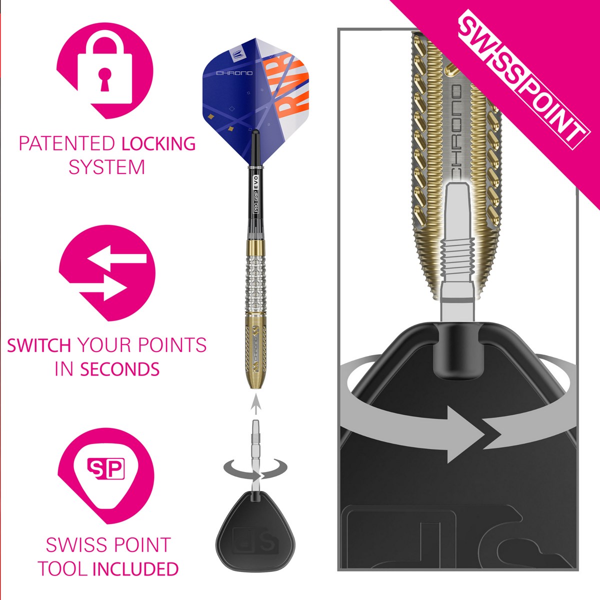 Target Darts Raymond Van Barneveld  Chrono 95% Tungsten SP Steel Tip  21 grams