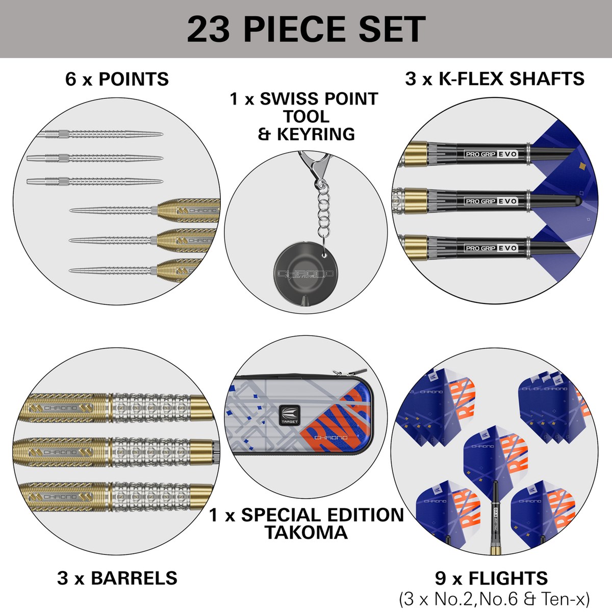 Target Darts Raymond Van Barneveld  Chrono 95% Tungsten SP Steel Tip  21 grams