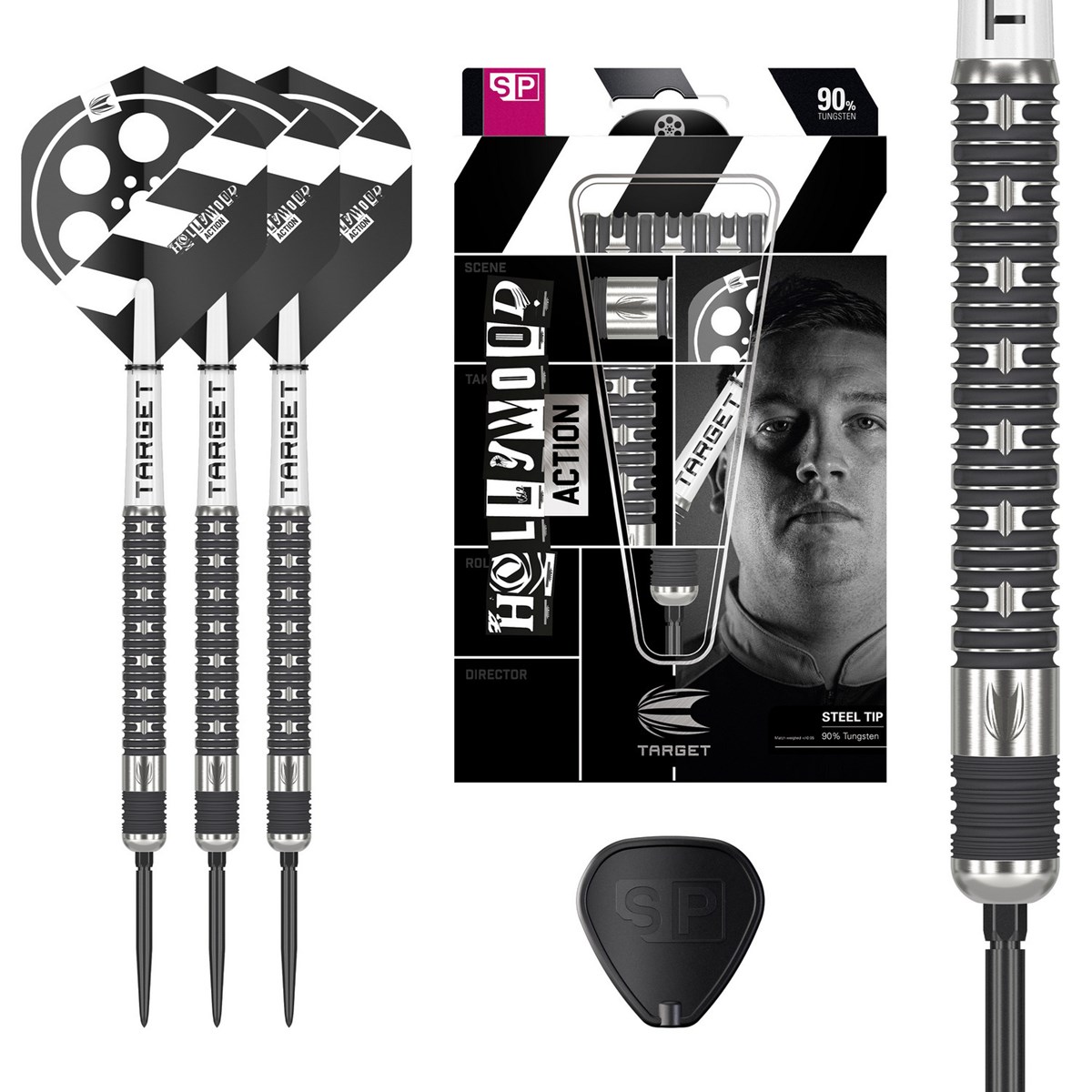 Target Darts Hollywood Action 90% Tungsten SP Steel Tip Darts  22 grams