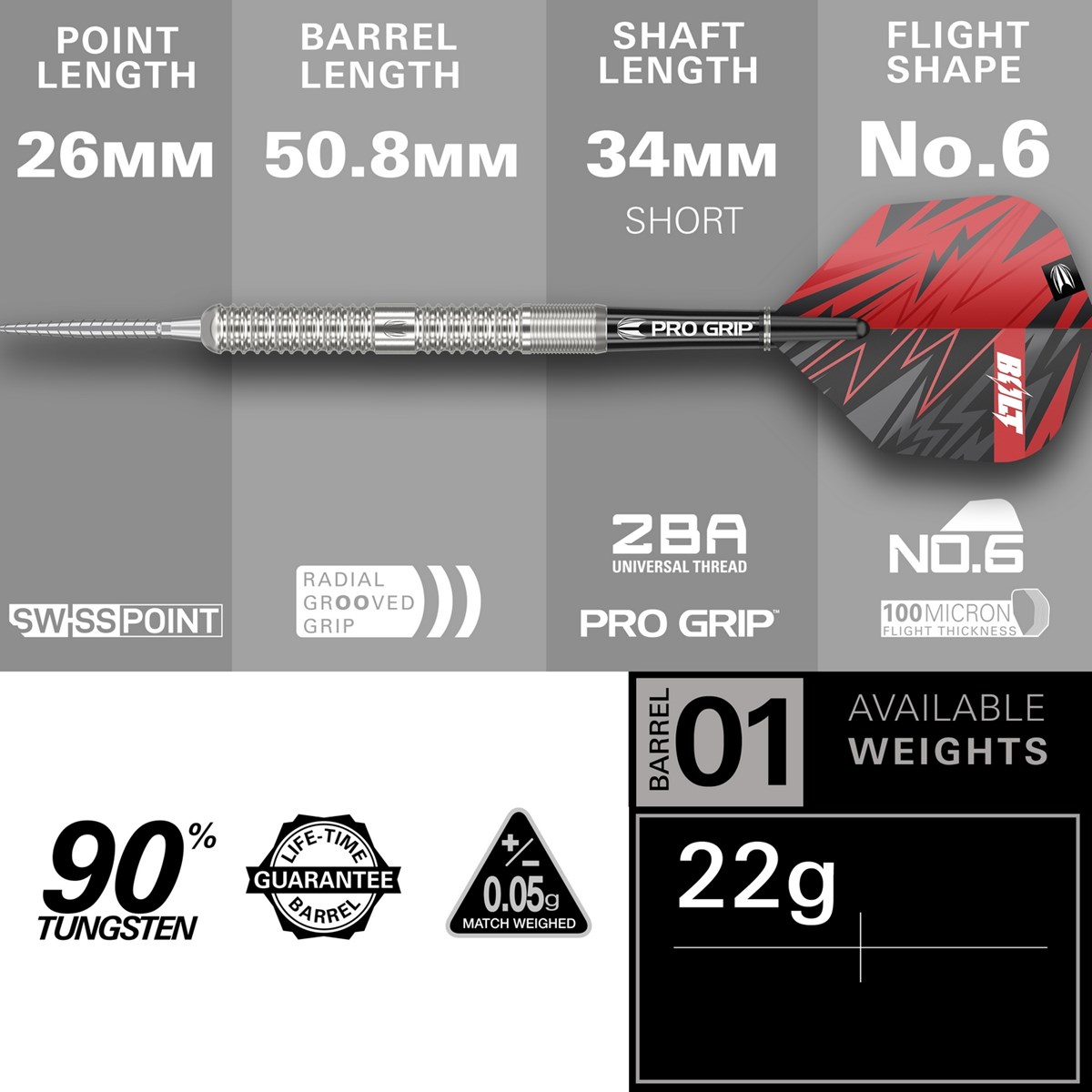 Target Darts Sebastian Bialecki 90% Tungsten SP Steel Tip  22 grams