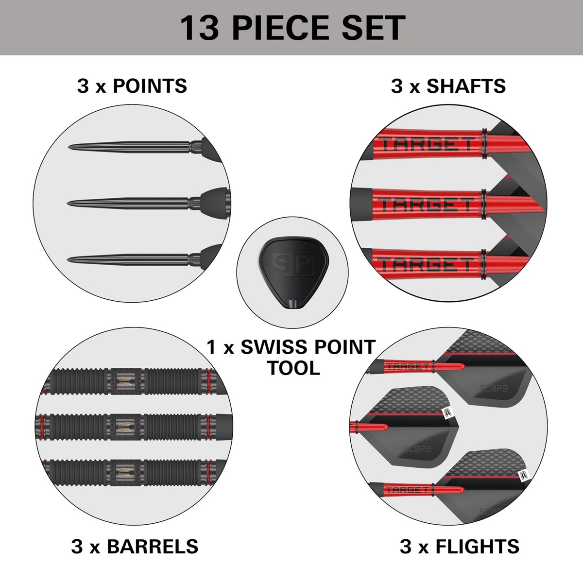 Target Darts Scope 01 90% Tungsten SP Steel Tip  25 grams