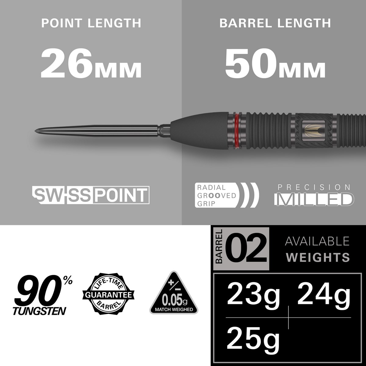 Target Darts Scope 02 90% Tungsten SP Steel Tip  25 grams