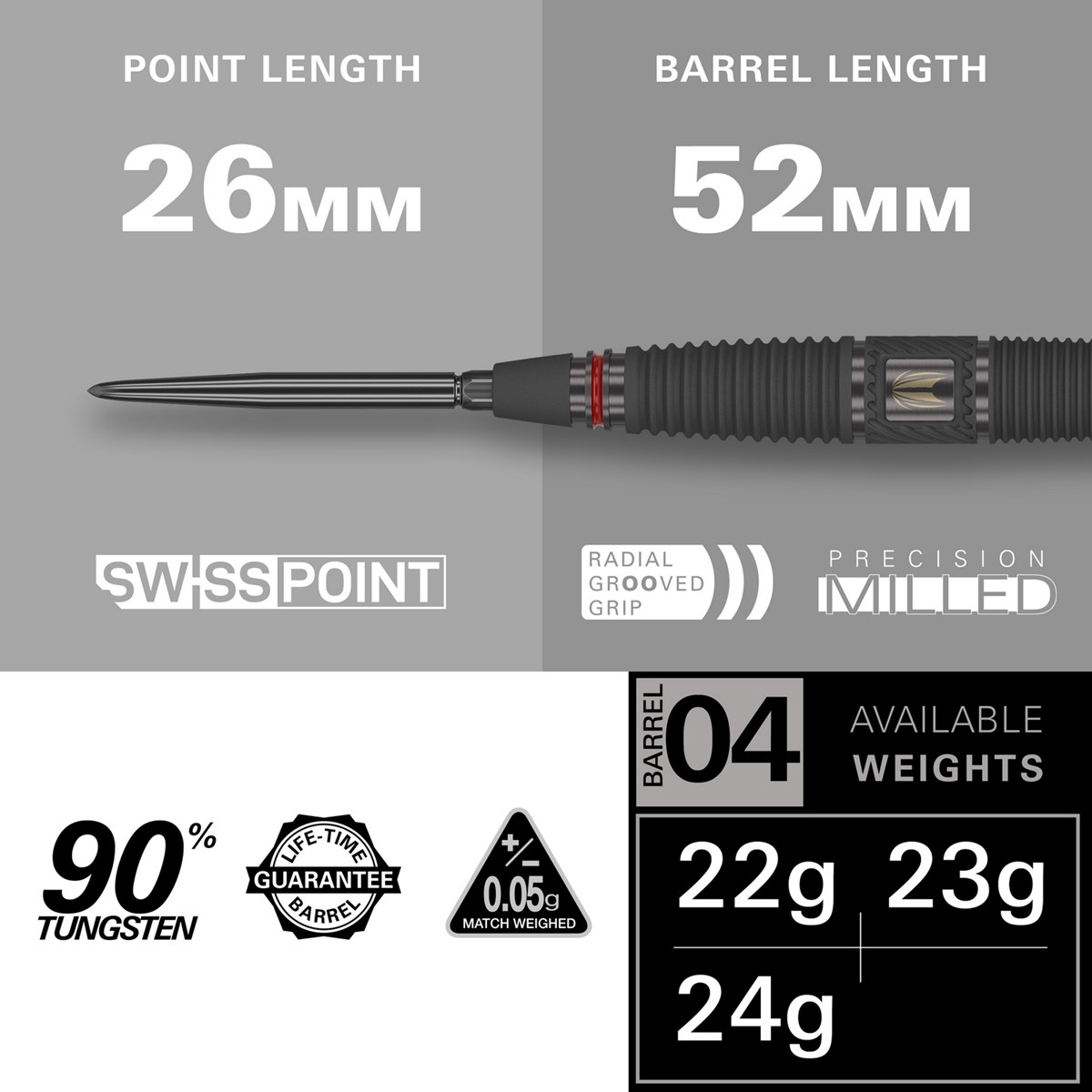 Target Darts Scope 04 90% Tungsten SP Steel Tip  24 grams