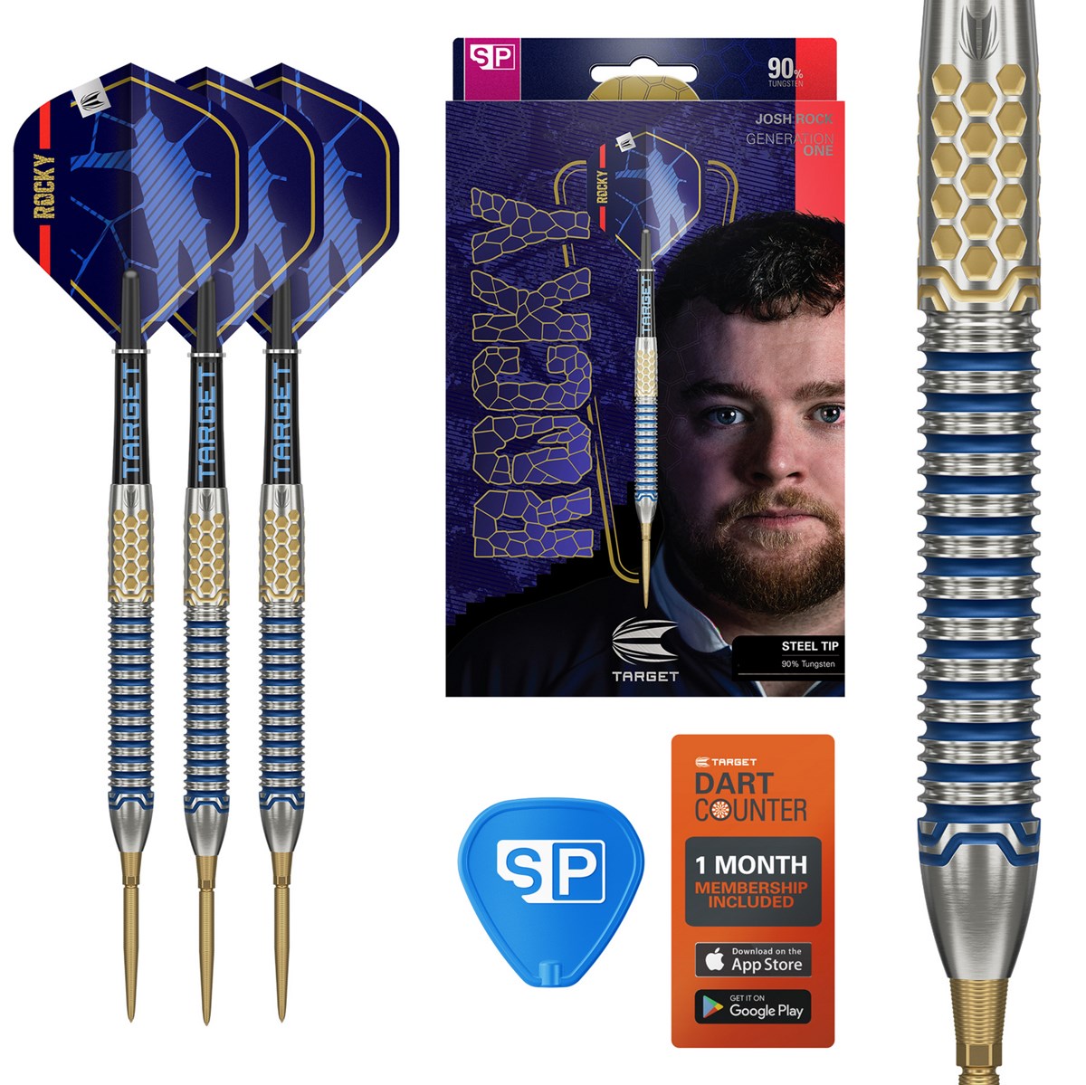 Target Darts Josh Rock G1 90% Tungsten SP Steel Tip Darts  23 grams