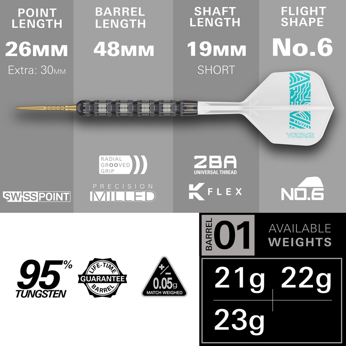 Target Darts Rob Cross 95K Steel Tip Dart   21 grams