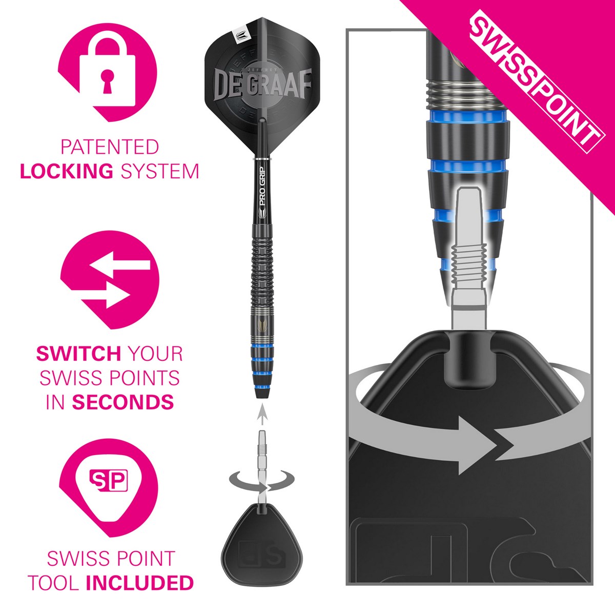 Target Darts Jeffrey De Graaf 90% Tungsten SP Steel Tip Darts  23 grams