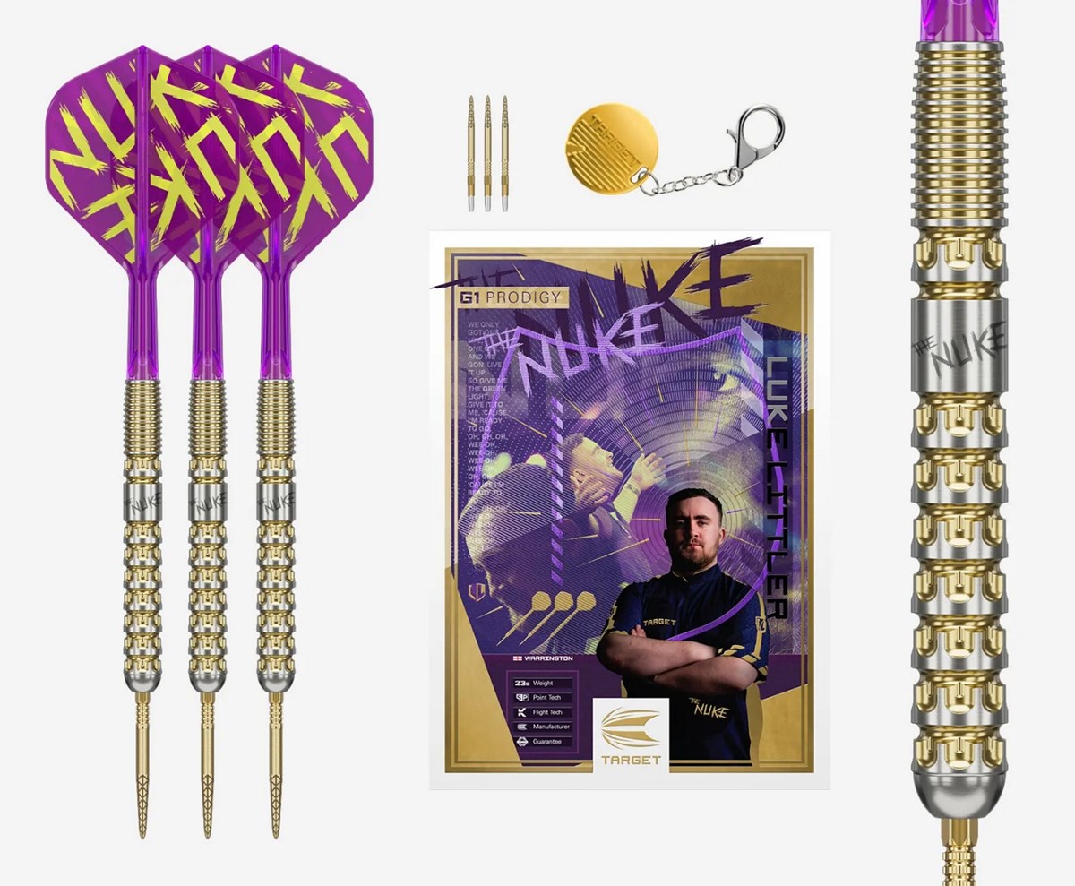 Target Darts Luke Littler G1 Prodigy 90% Tungsten SP Steel Tip Darts 23 grams