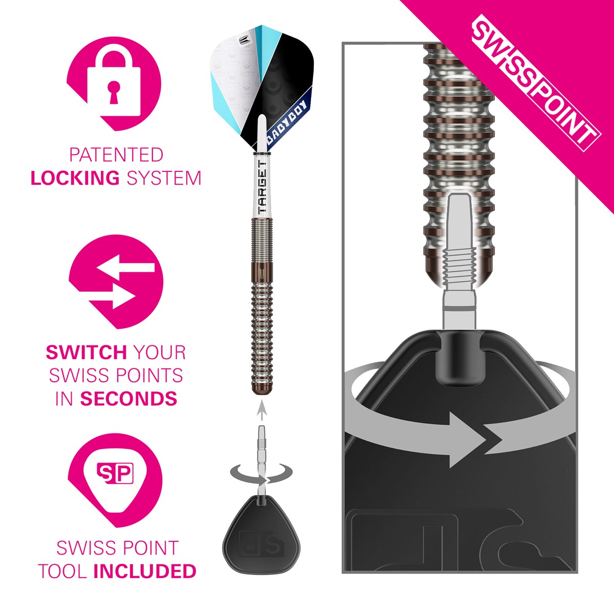 Target Darts Adam Lipscombe 90% Tungsten SP Steel Tip Darts 25 grams