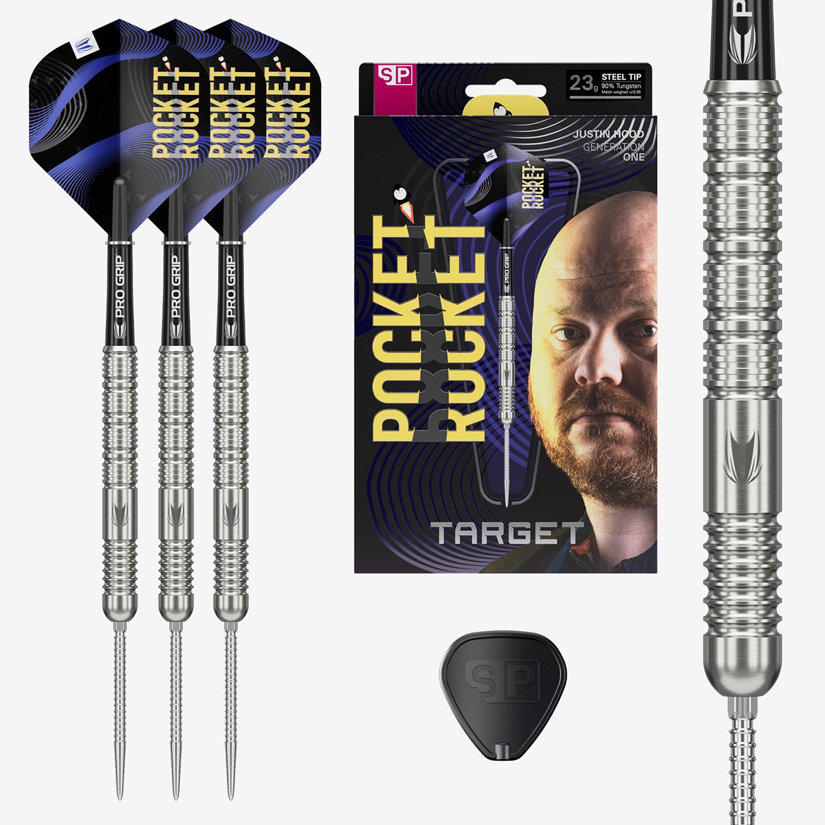 Target Darts Justin Hood 90% Tungsten SP Steel Tip Darts 23 grams