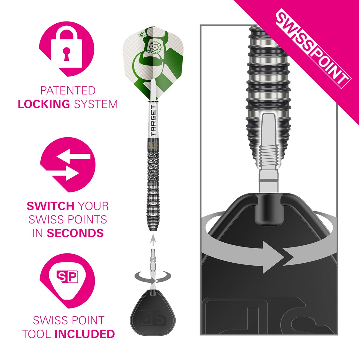 Target Darts Charlie Manby 95% Tungsten SP Steel Tip Darts 25 grams