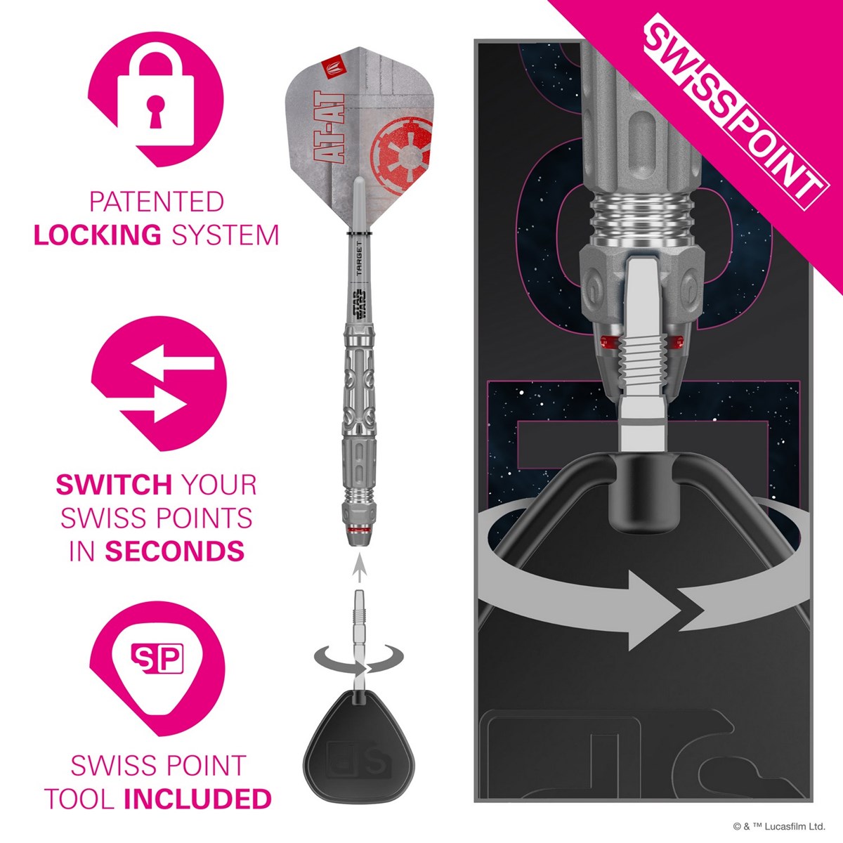 Target Darts Star Wars AT-AT 90% Tungsten SP Steel Tip Darts 23 grams