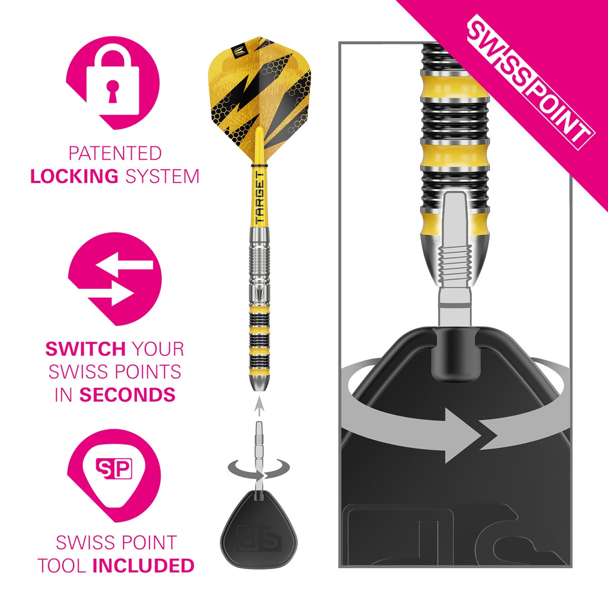 Target Buzz SP01 90% Swiss Point Steel Tip Darts 22 grams