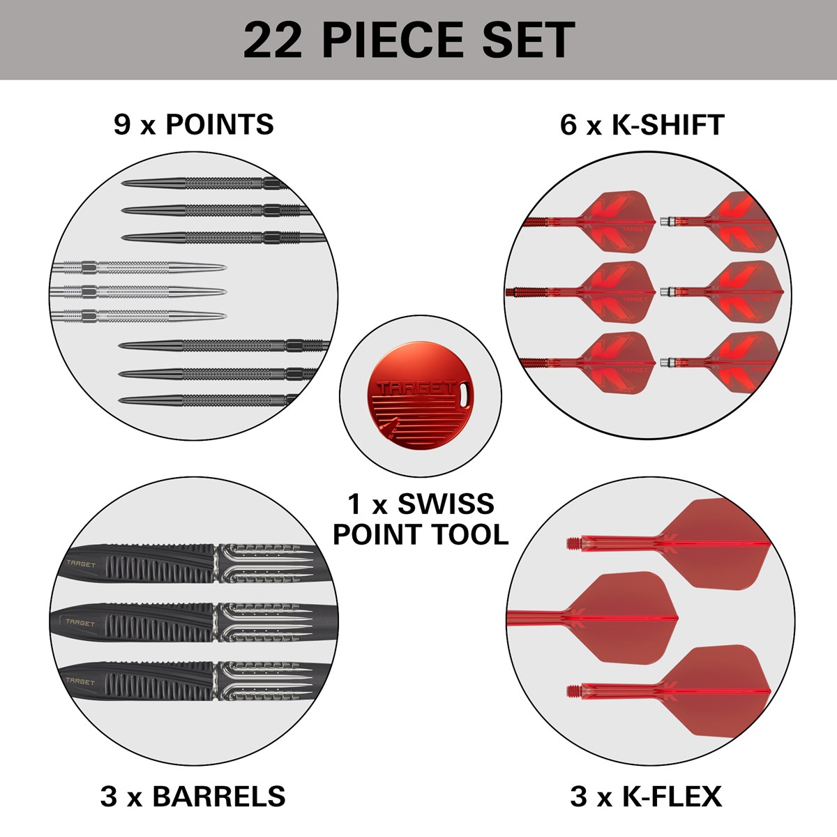 Target Shift 90% Swiss Point Steel Tip Darts 25 grams