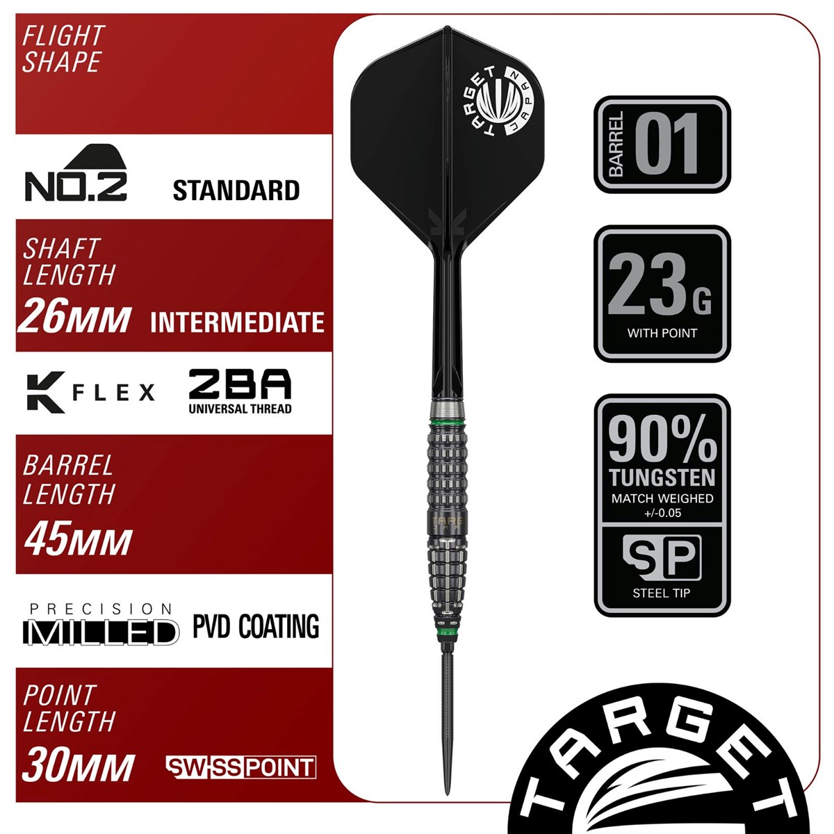 Target Prime Scream G2 90% SP Steel Tip Darts 23 grams