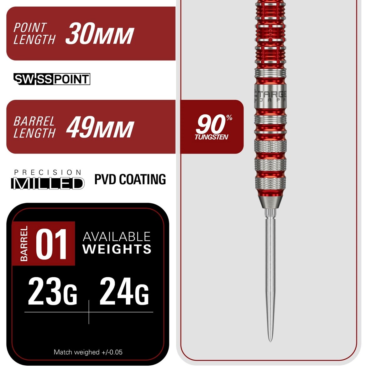 Target Black Marque Spinel 90% SP Steel Tip Darts 24 grams
