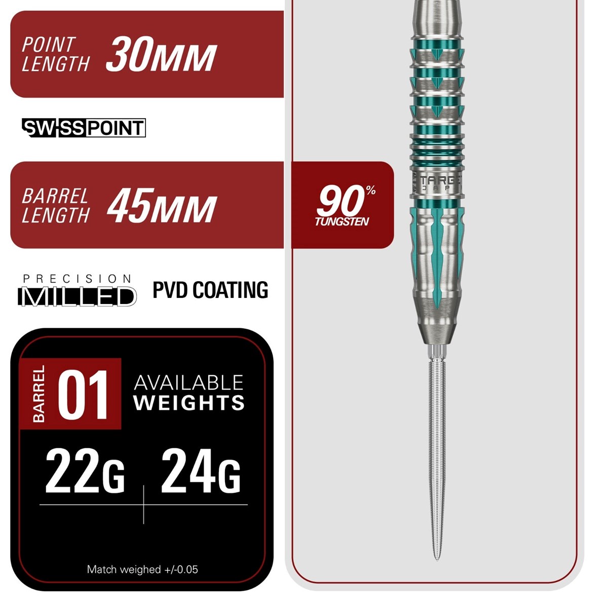 Target Black Marque Pierce SP Steel Tip Darts 22 grams