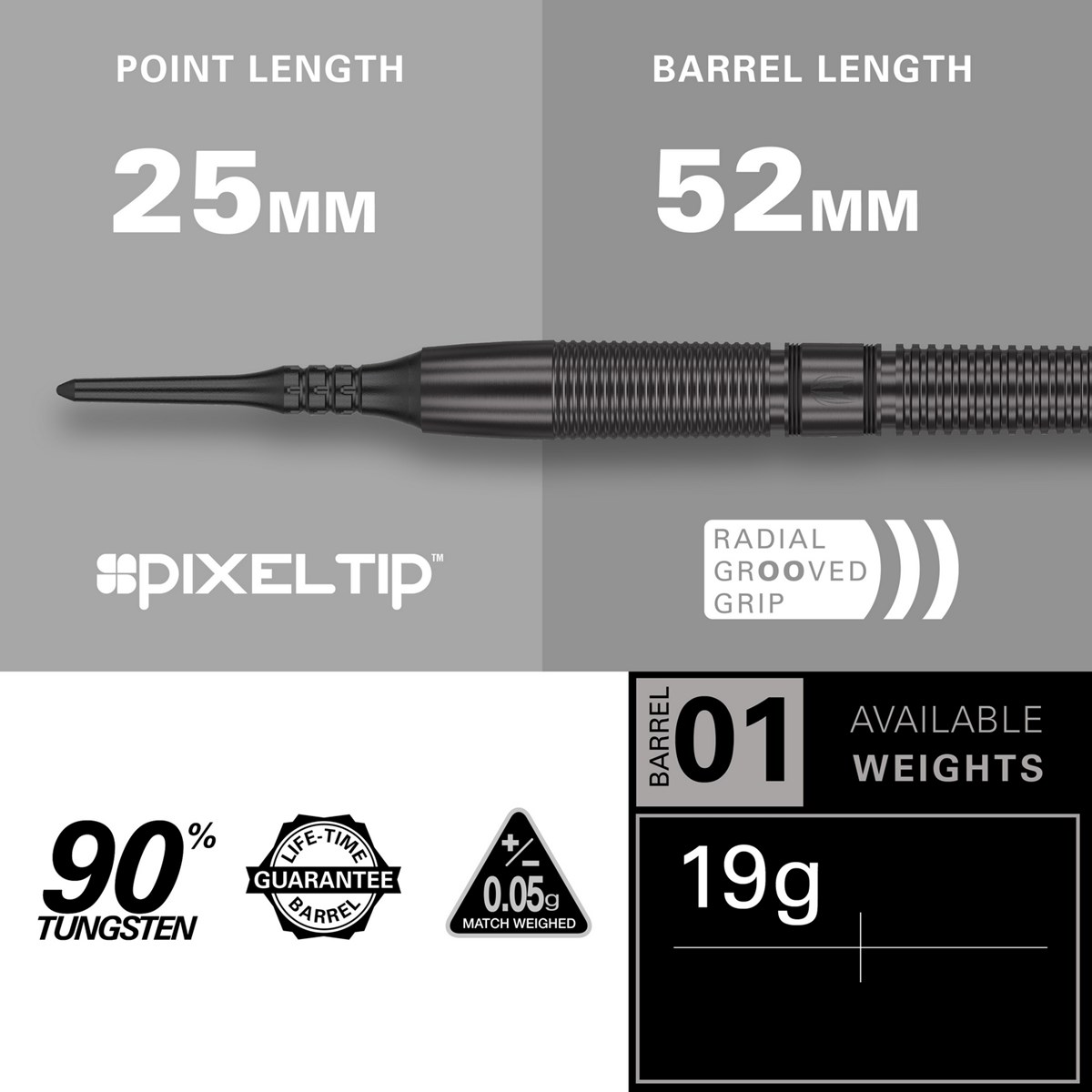 Target Darts Gabriel Clemens Black 90% Soft Tip Darts  19 grams