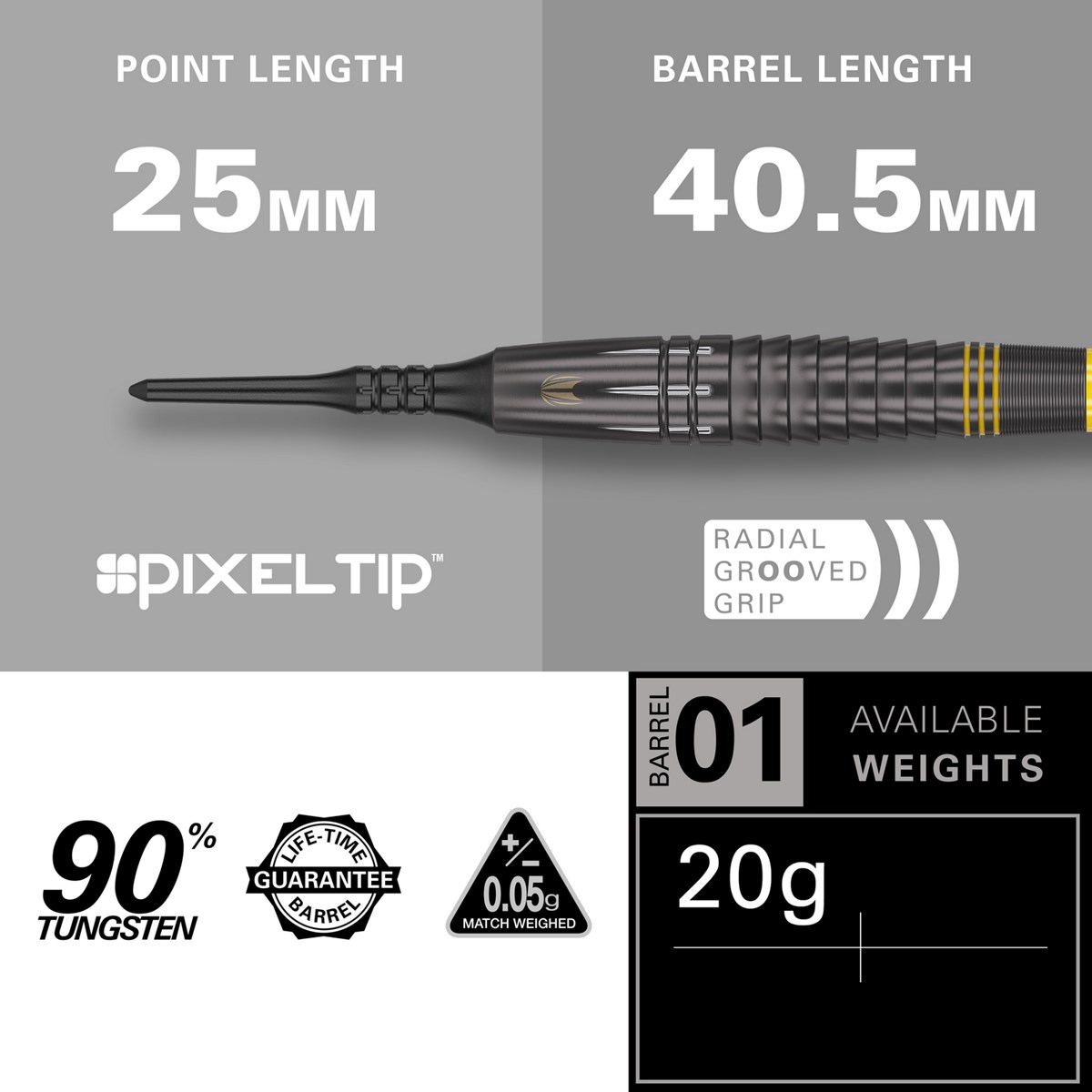 Target Darts Scott Williams Black 90% Soft Tip Darts  18 grams
