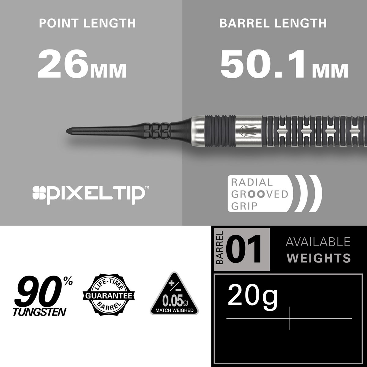 Target Darts Hollywood Action 90% Tungsten Soft Tip Darts  20 grams