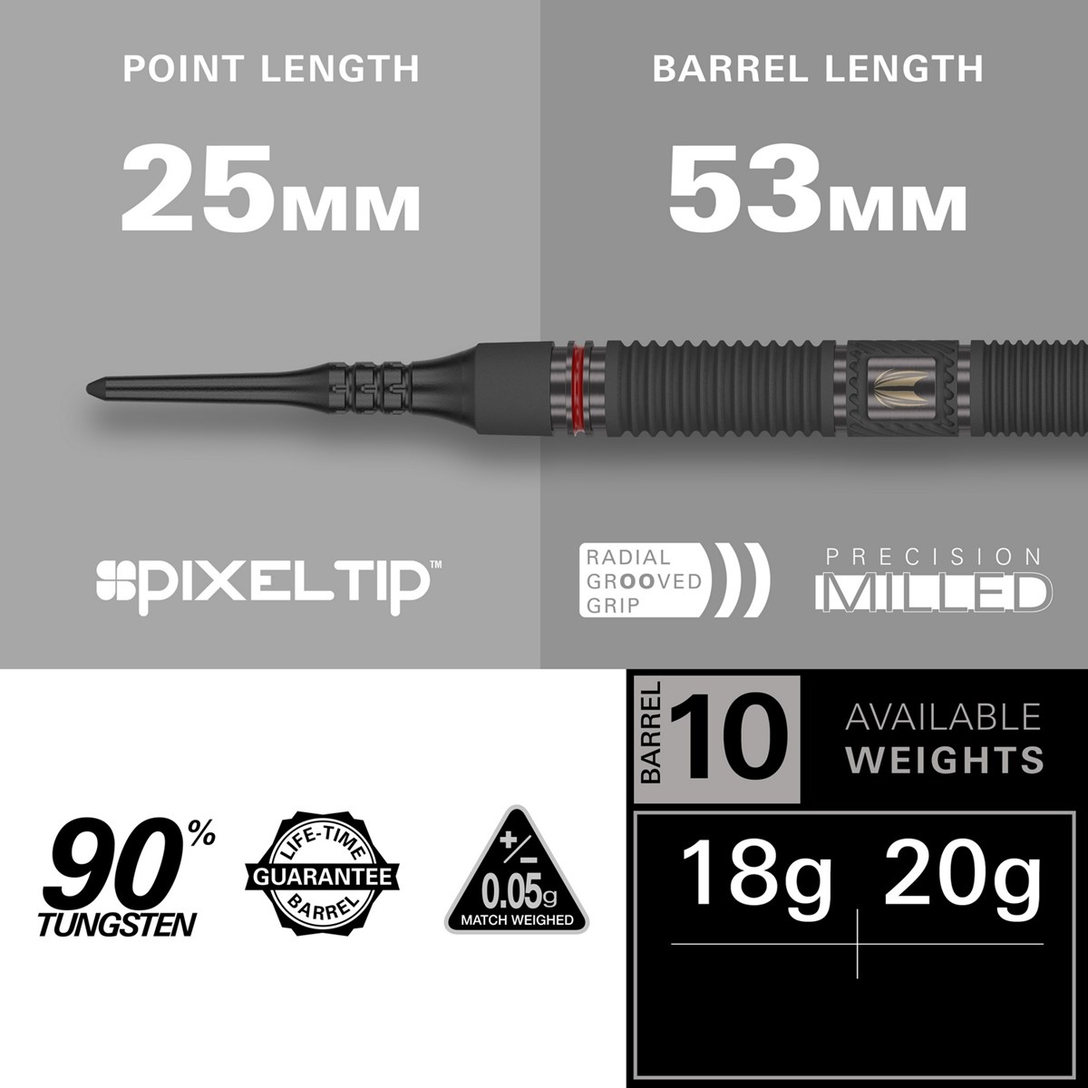 Target Darts Scope 10 90% Tungsten Soft Tip  18 grams