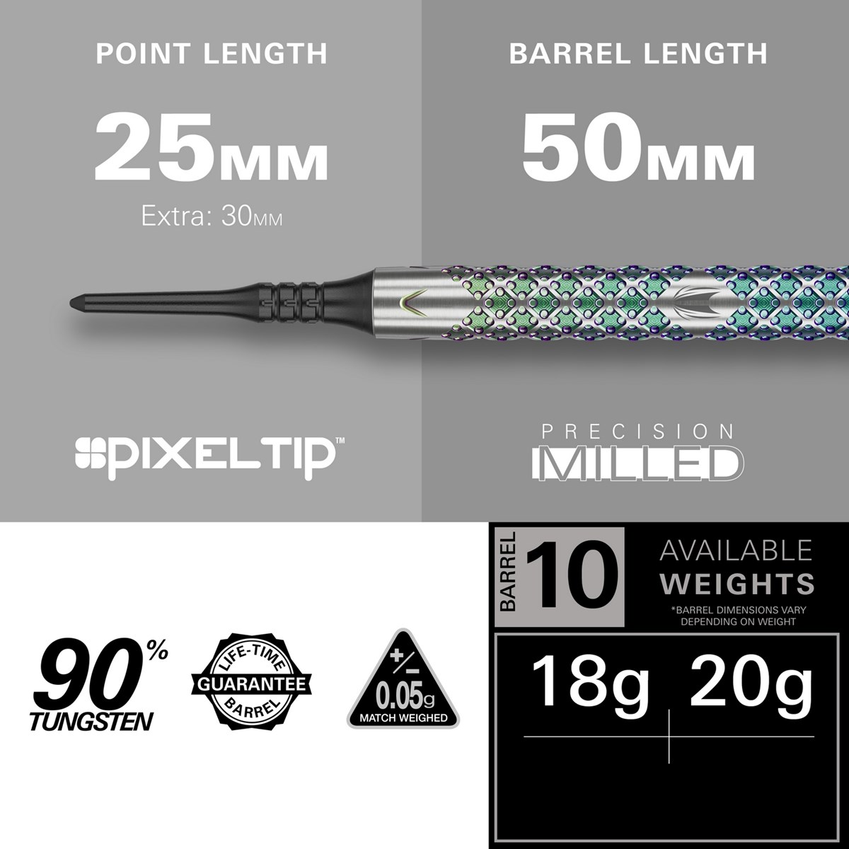 Target Darts Rove 10 90% Tungsten Soft Tip  18 grams