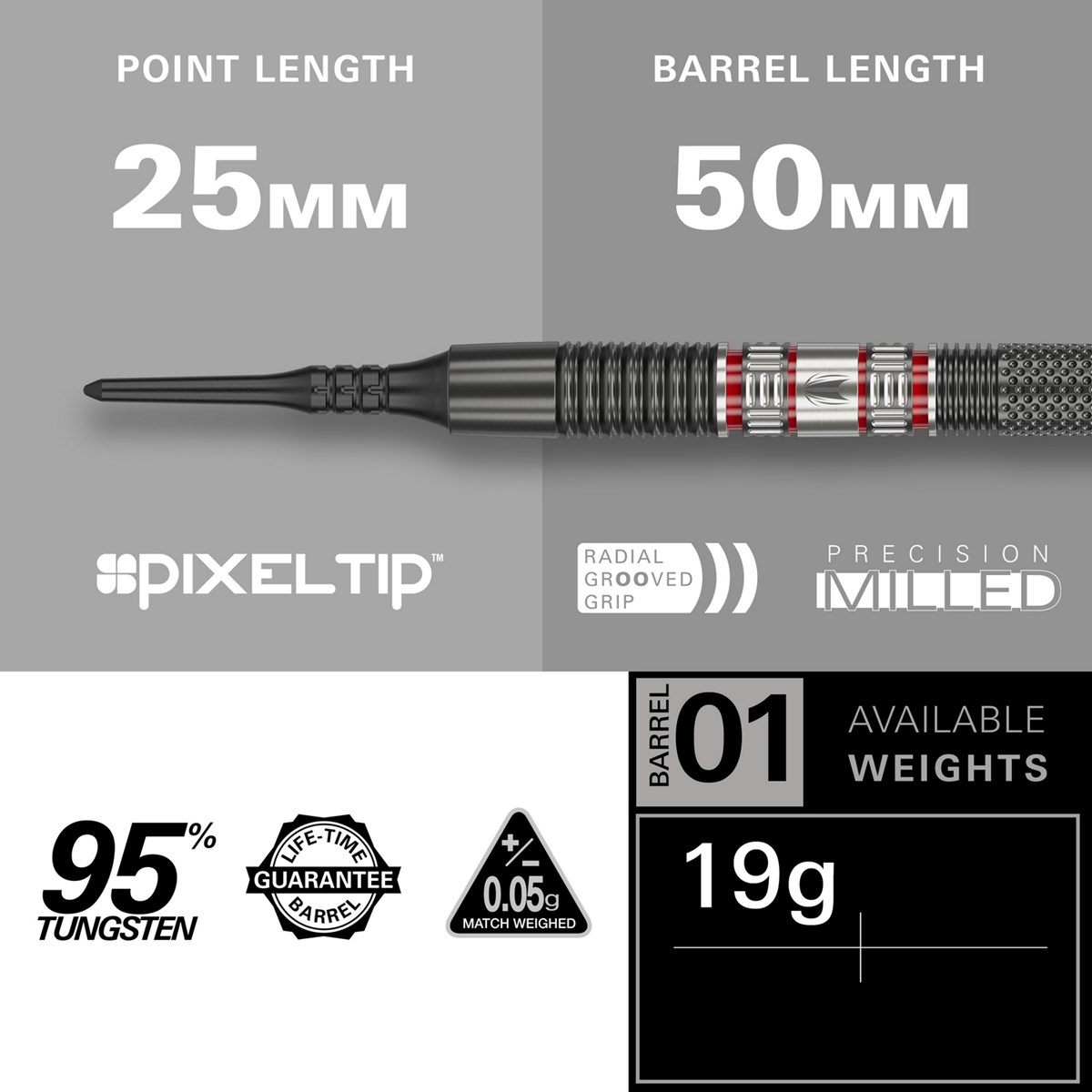 Target Darts Gabriel Clemens 95K 95% Tungsten Soft Tip  19 grams