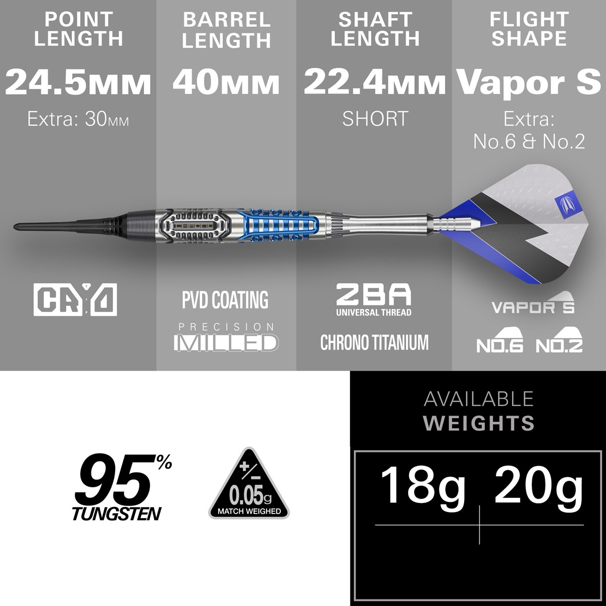 Target Darts Phil Taylor Power Chrono 90% Soft Tip Darts 18 grams