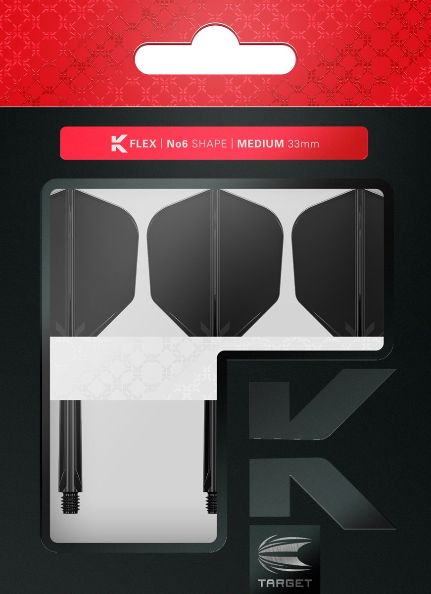 Target Darts K-Flex System - No. 6 Flight / Medium Shaft - Black