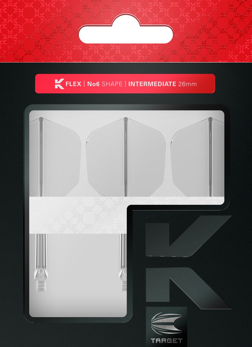 Target Darts K-Flex System - No. 6 Flight / Intermediate Shaft - Clear