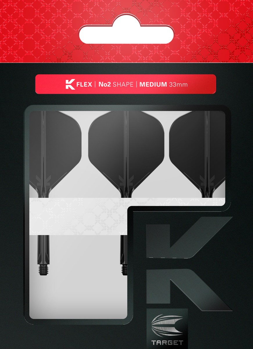 Target Darts K-Flex System - No. 2 Flight / Medium Shaft - Black