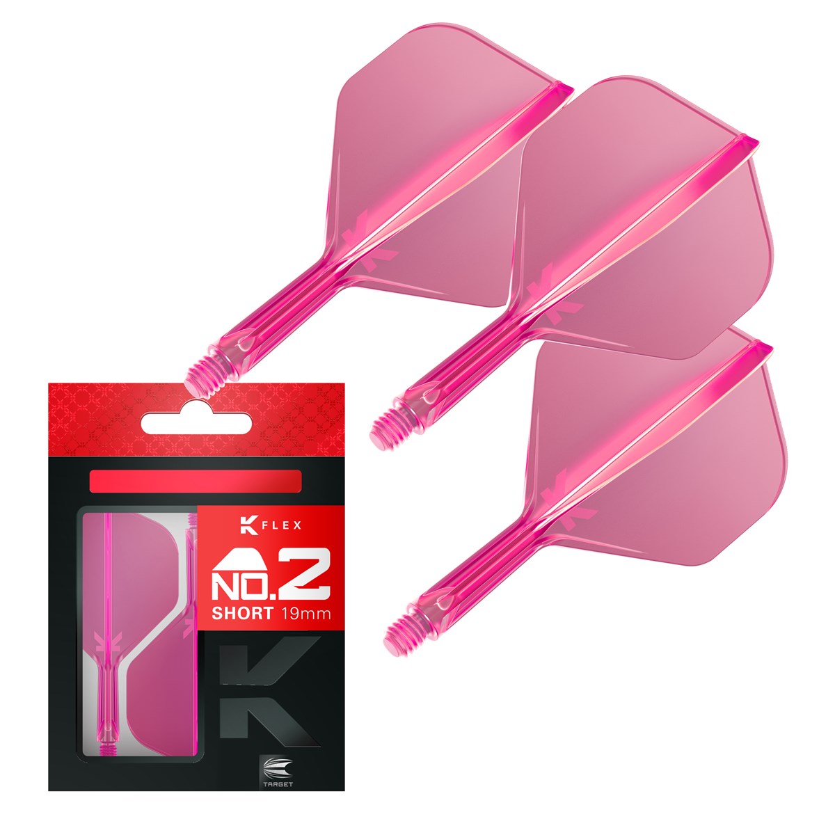Target Darts K-Flex System - No 2 Flight / Short Shaft - Neon Pink