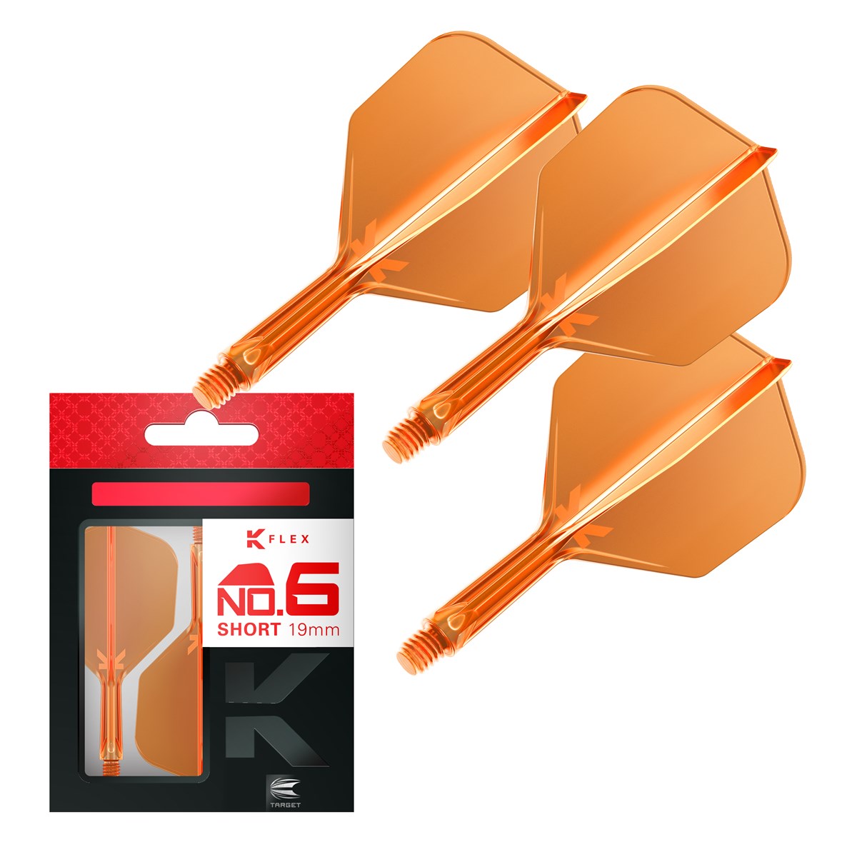 Target Darts K-Flex System - No 6 Flight / Short Shaft - Neon Orange