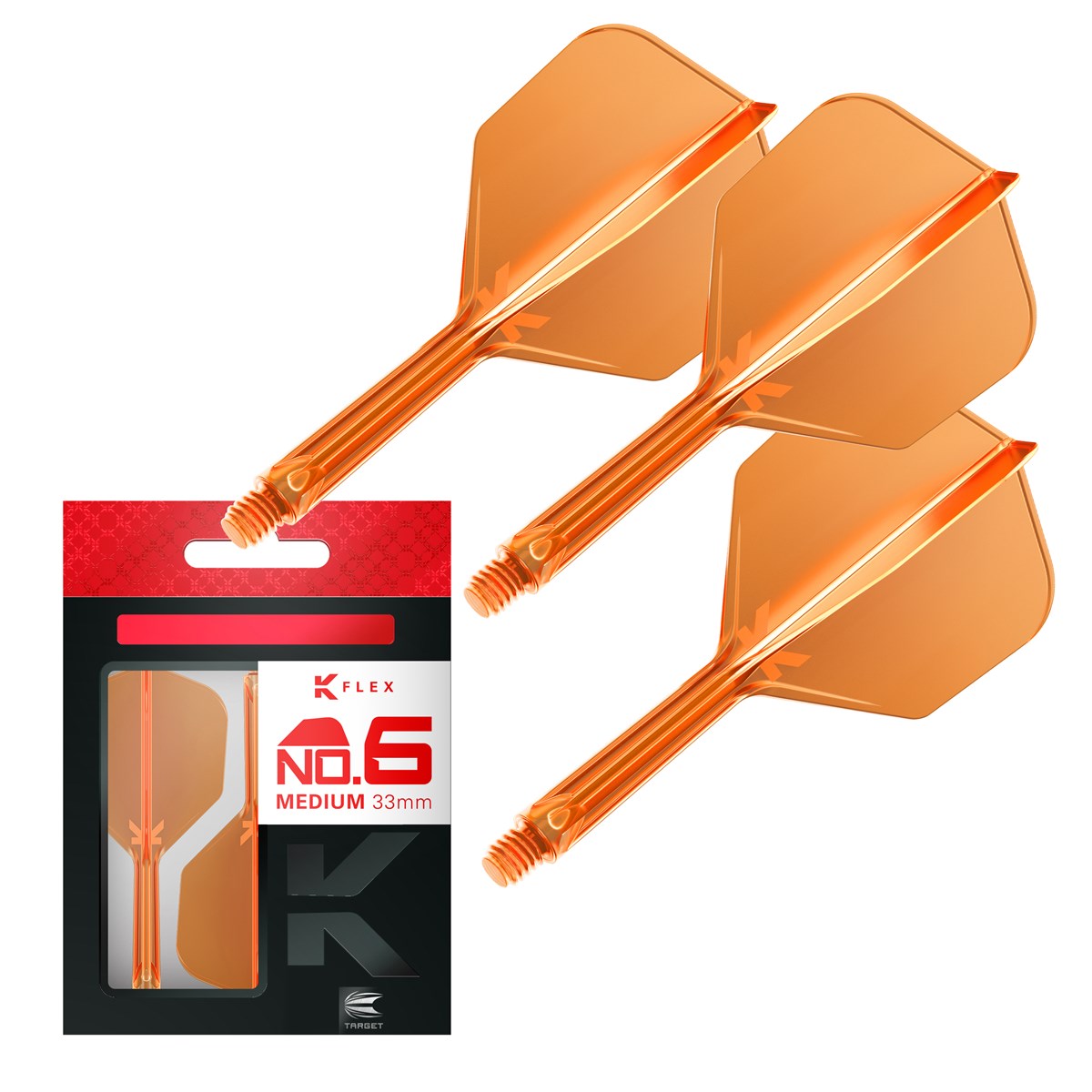 Target Darts K-Flex System - No 6 Flight / Medium Shaft - Neon Orange