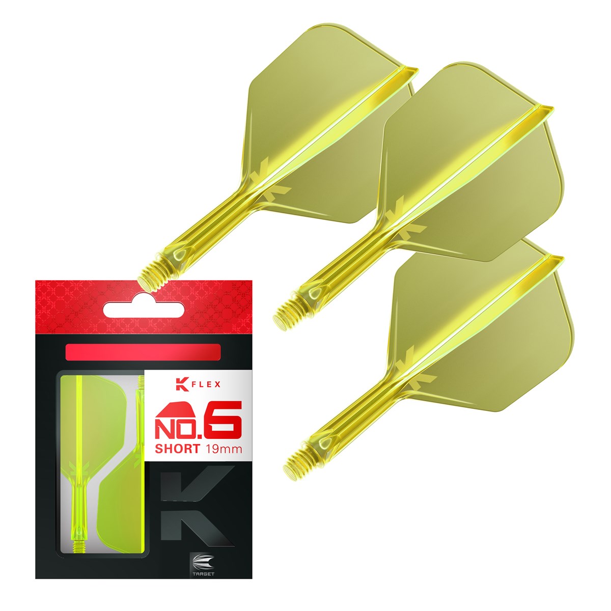 Target Darts K-Flex System - No 6 Flight / Short Shaft - Neon Yellow