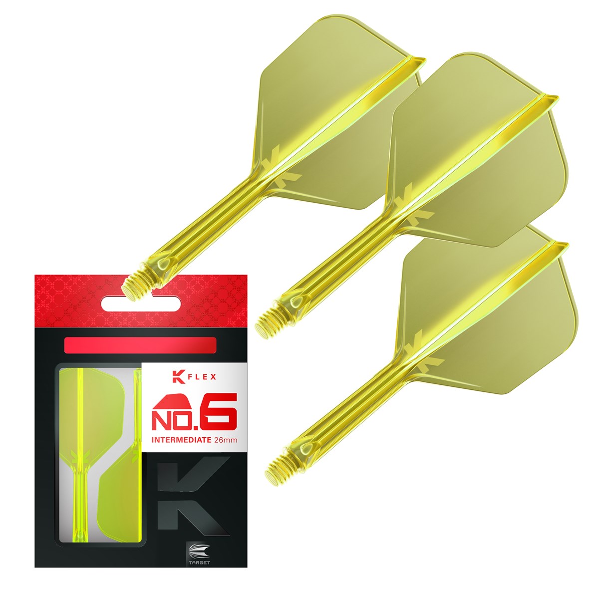 Target Darts K-Flex System - No 6 Flight / Intermediate Shaft - Neon Yellow