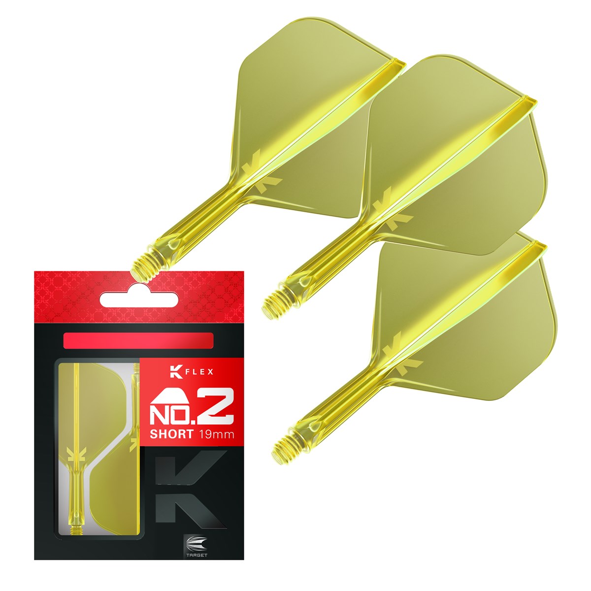 Target Darts K-Flex System - No 2 Flight / Short Shaft - Neon Yellow