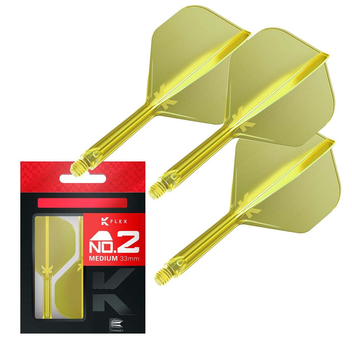 Target Darts K-Flex System - No 2 Flight / Medium Shaft - Neon Yellow