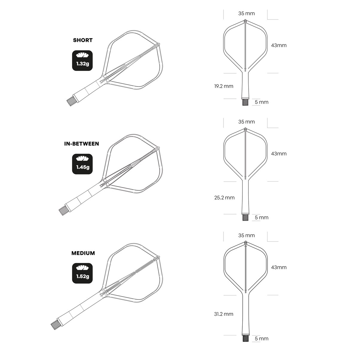 Shot Flight Deck Flight / Shaft Combo - Standard / Inbetween Shaft - Green