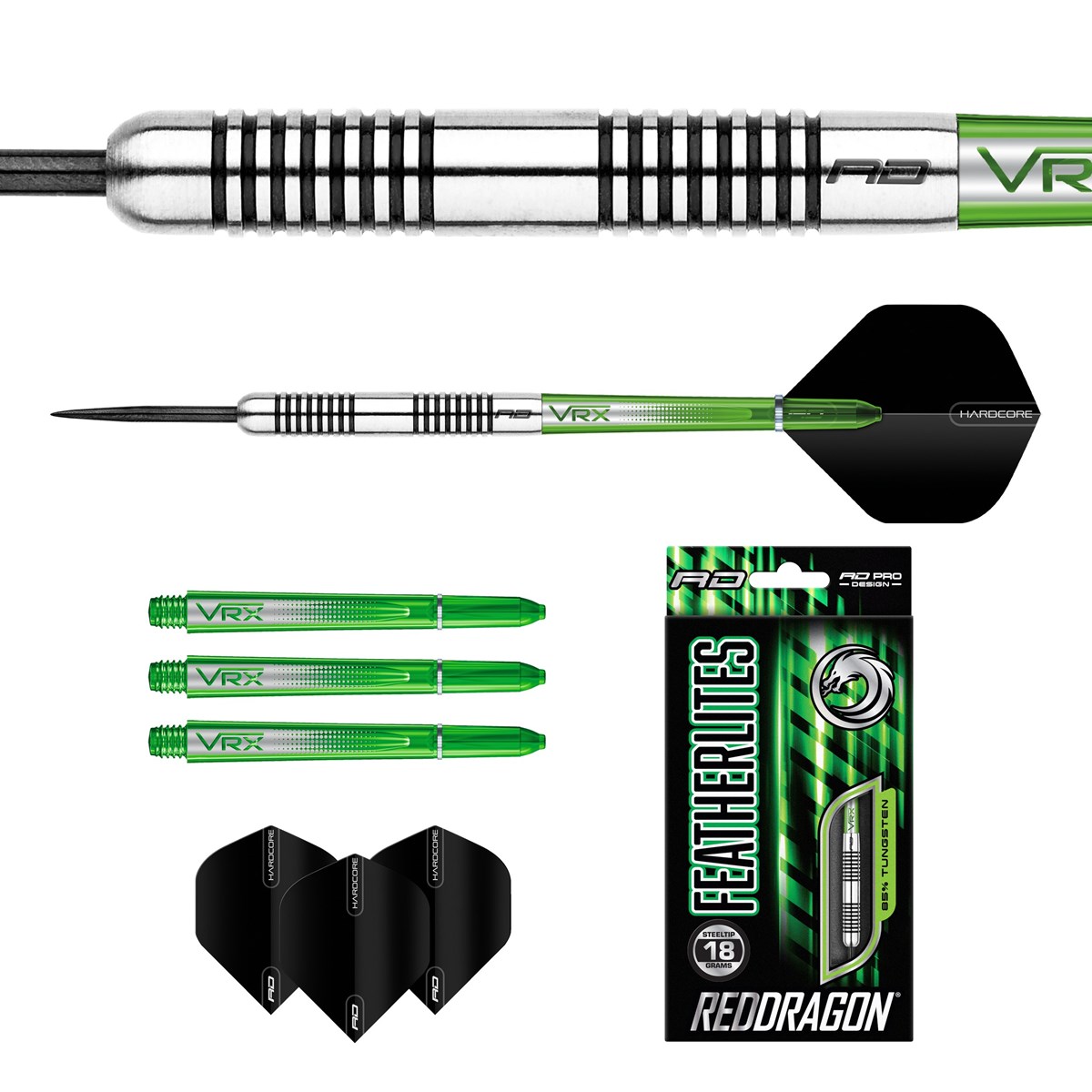 Red Dragon Featherlite 7 85% Tungsten Steel Tip Darts (18 grams)